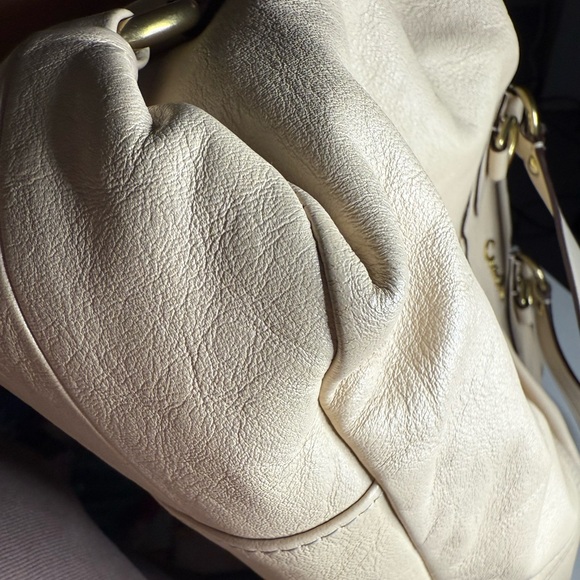Coach Ashley Leather Carryall Shoulder Bag Beige Cream - Picture 10 of 10